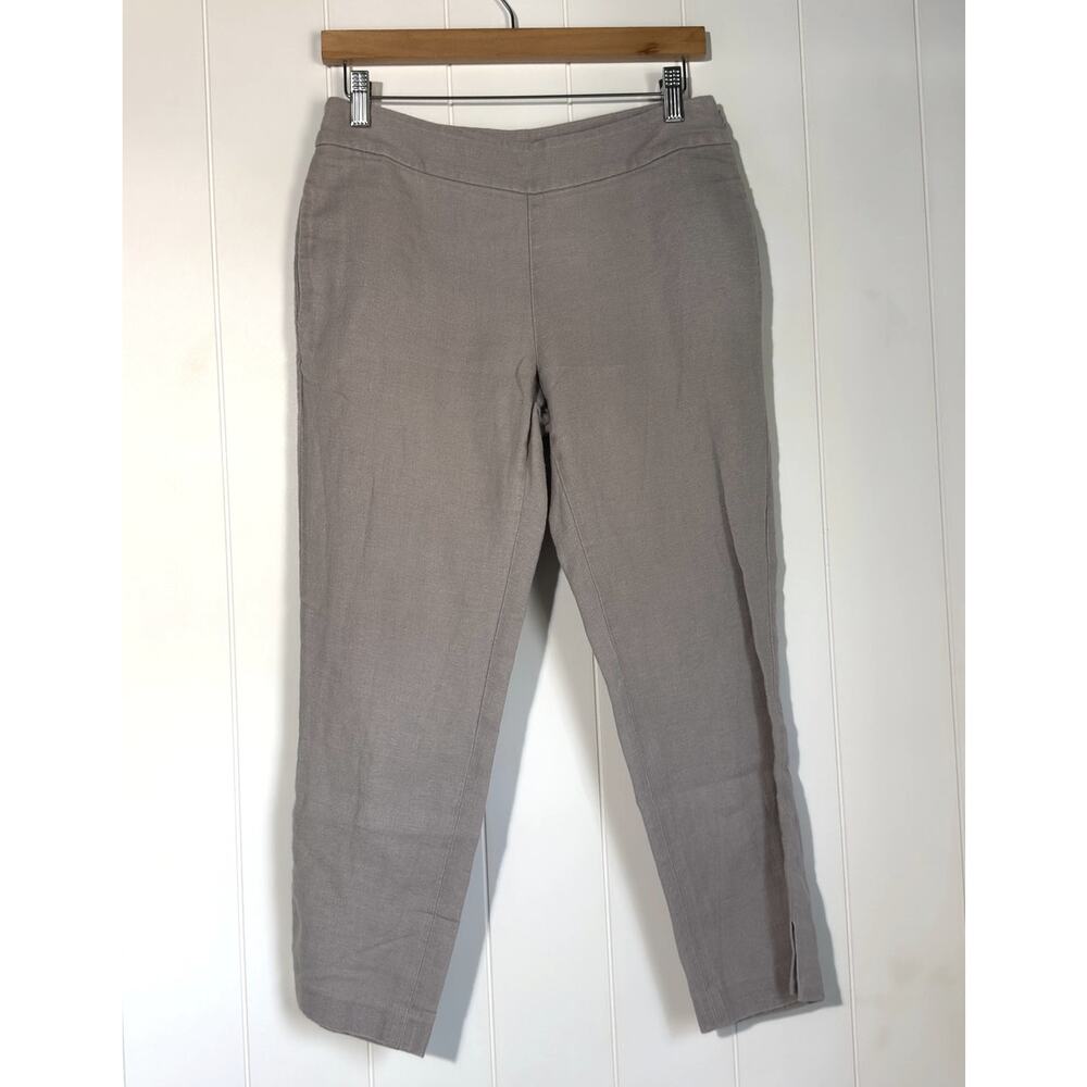 Boden Linen Cotton Blend Capri Flat Front Pants Textured Neutral Size 8 Petite